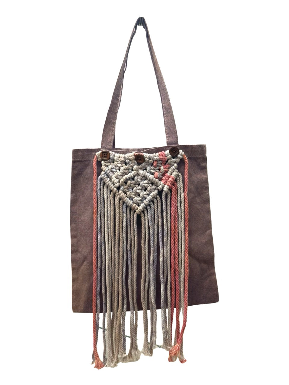 Tote bag 'INDIGO" with macrame detailing
