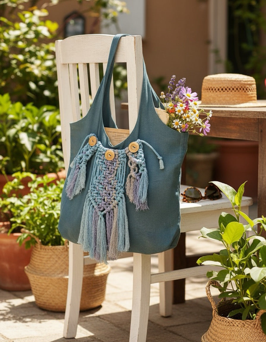 macrame bag “blue lagoon”